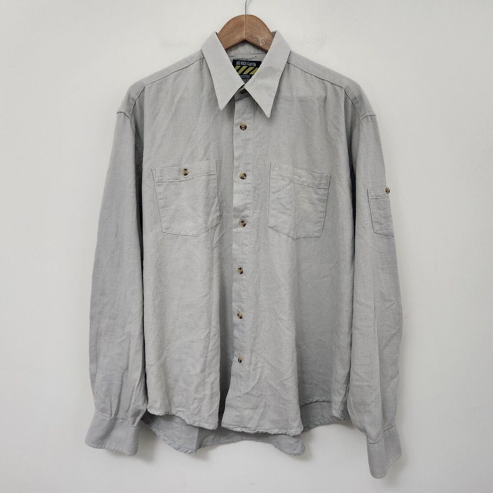 BIG ROCK CANYON Men's Beige Button Up Flannel Long Sleeve Shirt Size 2XL